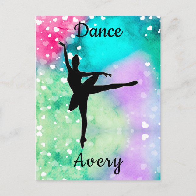 Carte Postale Filles Danse Aquarelle avec Coeurs flottants (Devant)