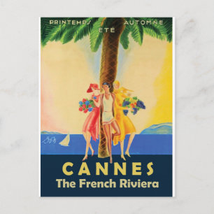 Carte Postale Filles de Cannes sous le palmier