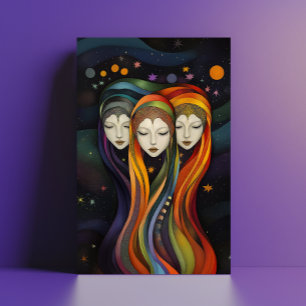 Carte Postale Filles de l'espace extragalactique Êtres de lumièr