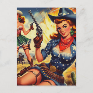 Carte Postale Filles de l'Ouest rétro