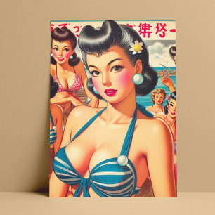Carte Postale Filles de plage orientales rétro