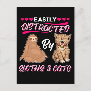 Carte Postale Filles distraits par des fentes et des chats