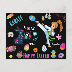 Carte Postale Filles Karate Joyeux Décor de Pâques
