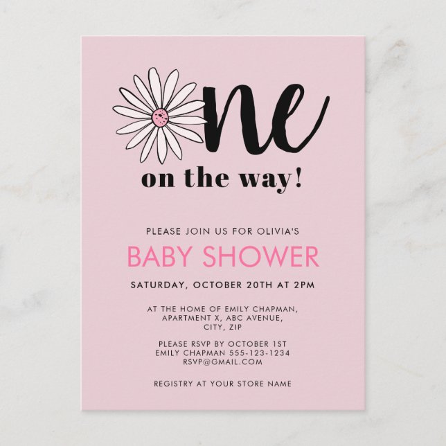 Carte Postale Filles modernes Baby shower Daisy Floral (Devant)