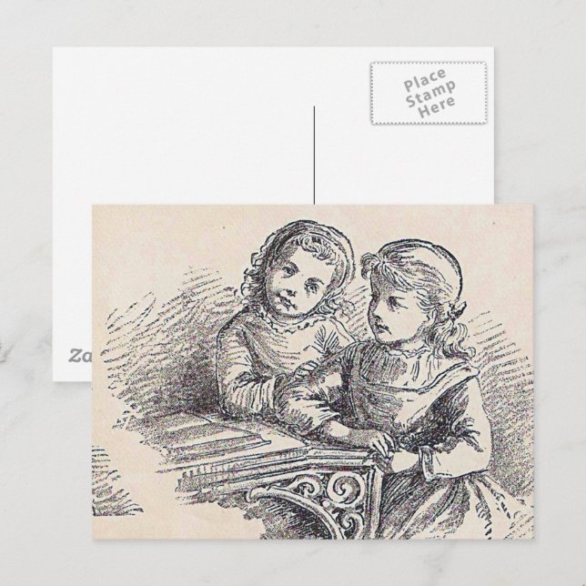 Carte Postale Filles sur la page de couverture facile à lire à l (Devant / Derrière)