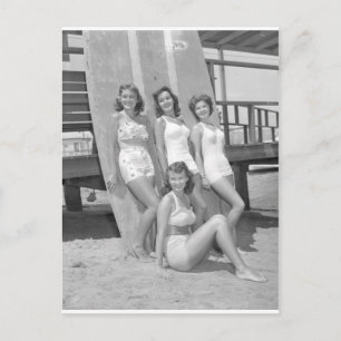 Carte Postale filles surfeuses vintage