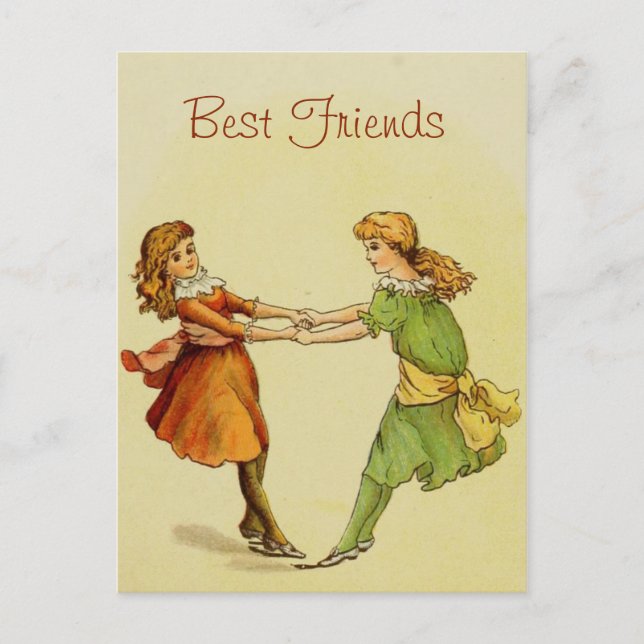 Carte Postale Filles Vintage Meilleurs amis (Devant)