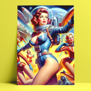 Carte Postale Filles vintages en Sci-Fi