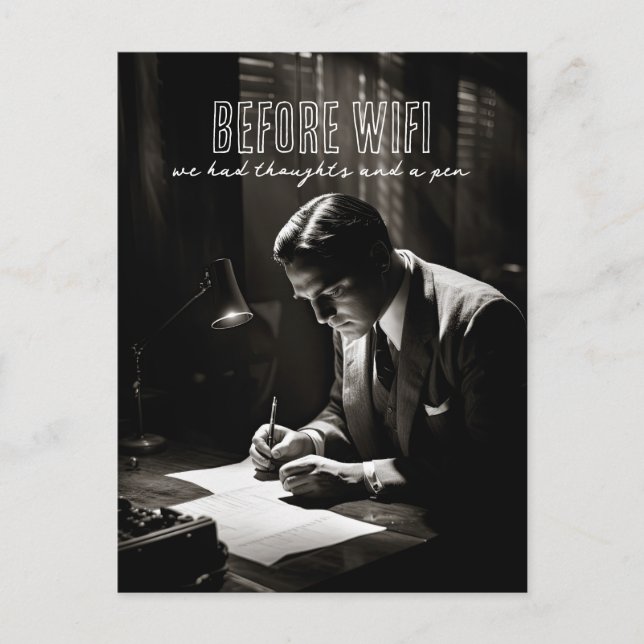 Carte Postale Film-Noir 1930 - Avant WiFi - Réflexions Et Stylo (Devant)