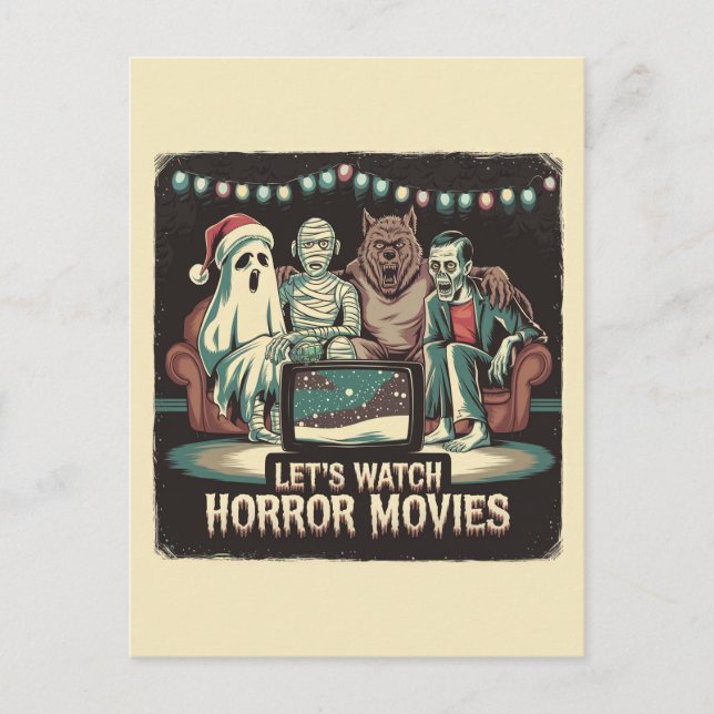 Carte Postale Films d'horreur de Noël Père Noël Ghost Mummy Were (Devant)