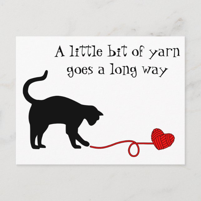 Carte Postale Fils en forme de chat et de coeur noir (rouge) (Devant)