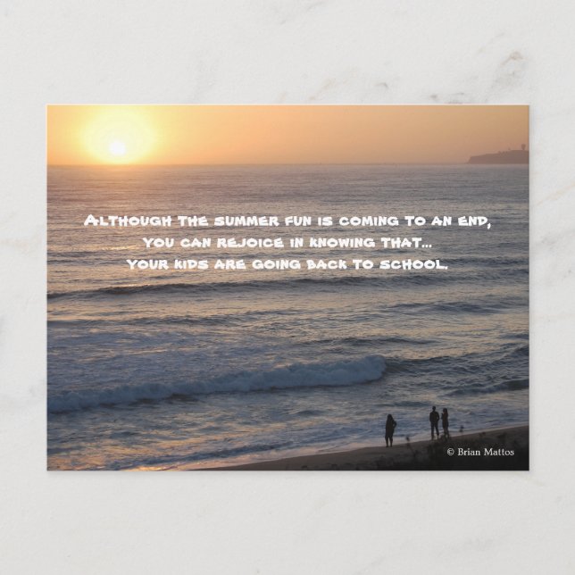 Carte Postale Fin de l'été & les enfants retournent à l'école (Devant)