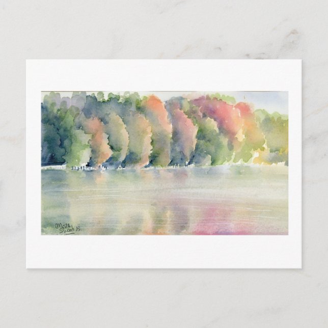 Carte Postale Fine Art - Lac d'automne, aquarelle (Devant)
