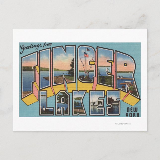 Carte Postale Finger Lakes, New York - Scènes de grandes lettres (Devant)