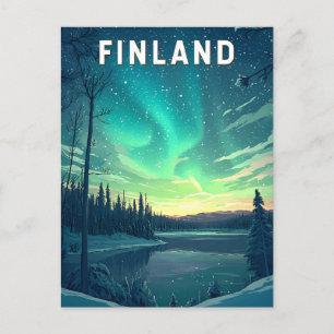 Carte Postale Finlande Illustration Voyage Art Vintage