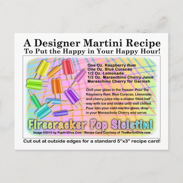 Carte Postale Firecracker Ice Cream Martini Recett (Devant)