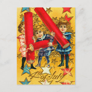 Carte Postale Fireworks 4 juillet vintage