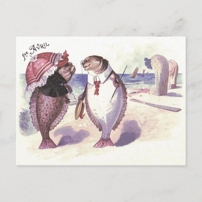 Carte Postale Fish Couple Beach Océan (Devant)