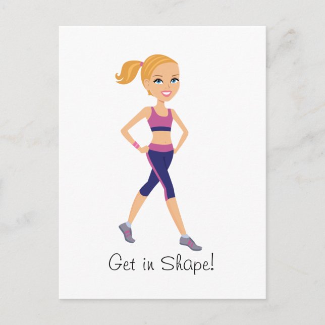 Carte postale Fitness Girl Cartoon (Devant)