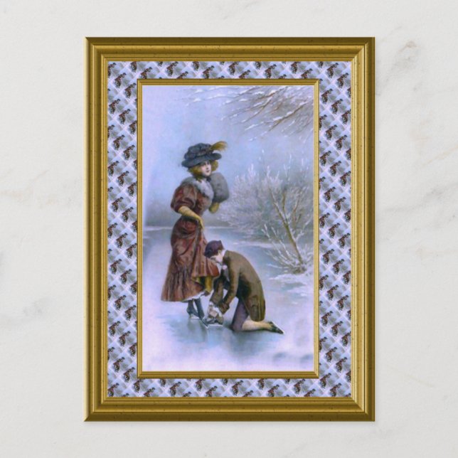 Carte Postale Fixation des patins 1920 (Devant)