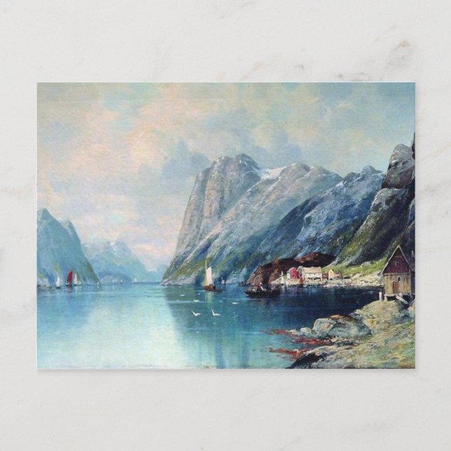 Carte Postale Fjord en Norvège peinture par Lev Lagorio (Devant)