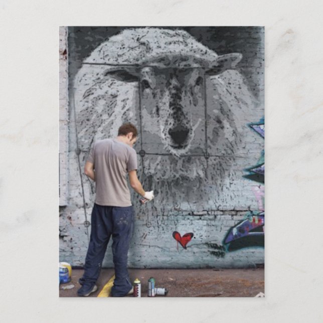 Carte Postale Fjun le graffiti aux moutons (Devant)