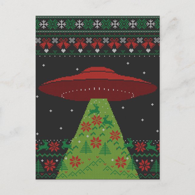 Carte Postale Flacon rouge et vert UFO Tractor Beat laide Noël (Devant)