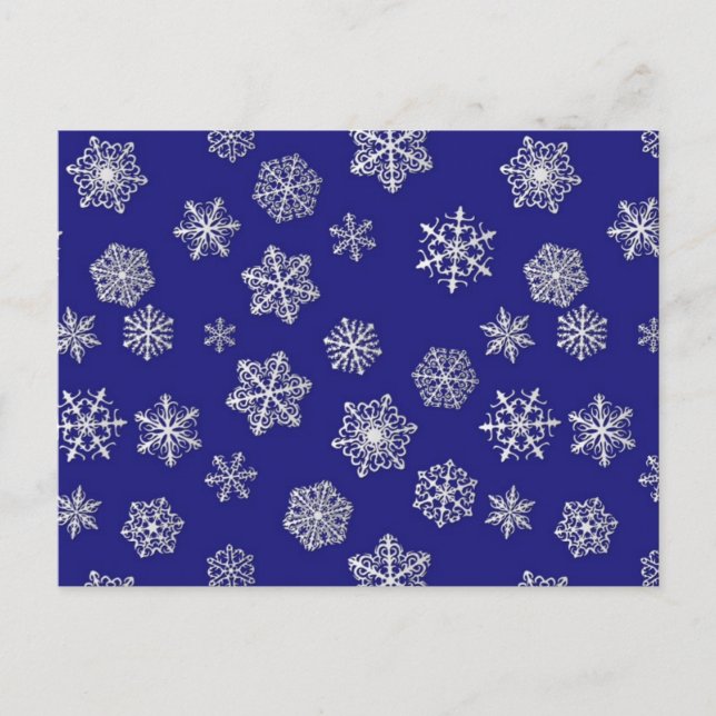 Carte Postale Flacons de neige blancs contre bleu cobalt profond (Devant)