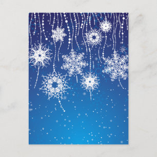 Carte Postale Flacons de neige étincelants sur le bleu