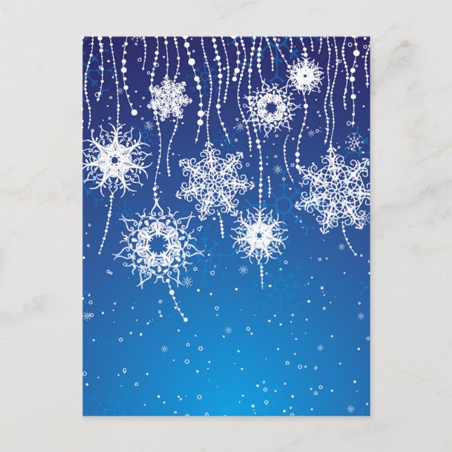 Carte Postale Flacons de neige étincelants sur le bleu (Devant)