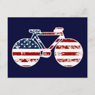 Carte Postale flag patriotic United States of America bicycle