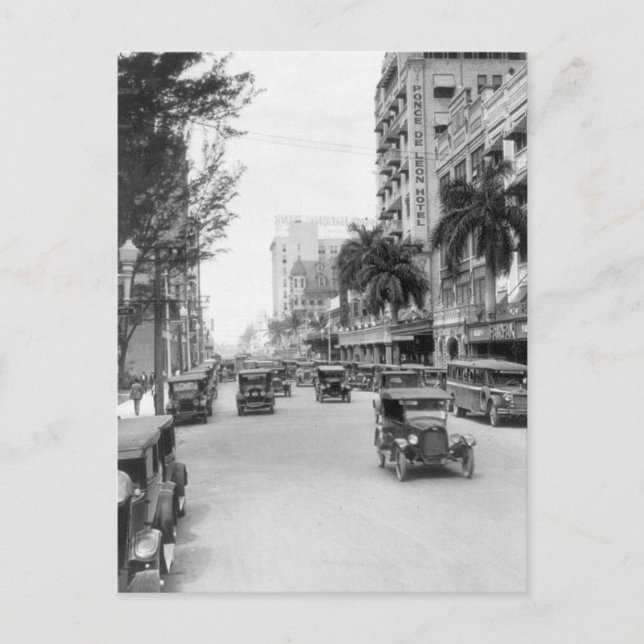 Carte Postale Flagler Street, Miami, années 1920 (Devant)