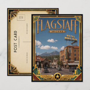 Carte Postale Flagstaff Arizona Art Déco Vintage de l'Âge d'Or