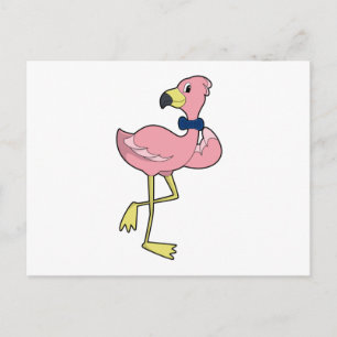 Carte Postale Flamant en gentleman avec cravate