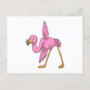 Carte Postale Flamant rose à Yoga Exercice d'étirement
