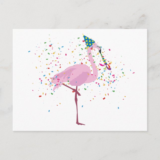 Carte Postale Flamant rose - Animaux ayant une fête (Devant)