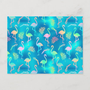 Carte Postale Flamant rose arc-en-ciel