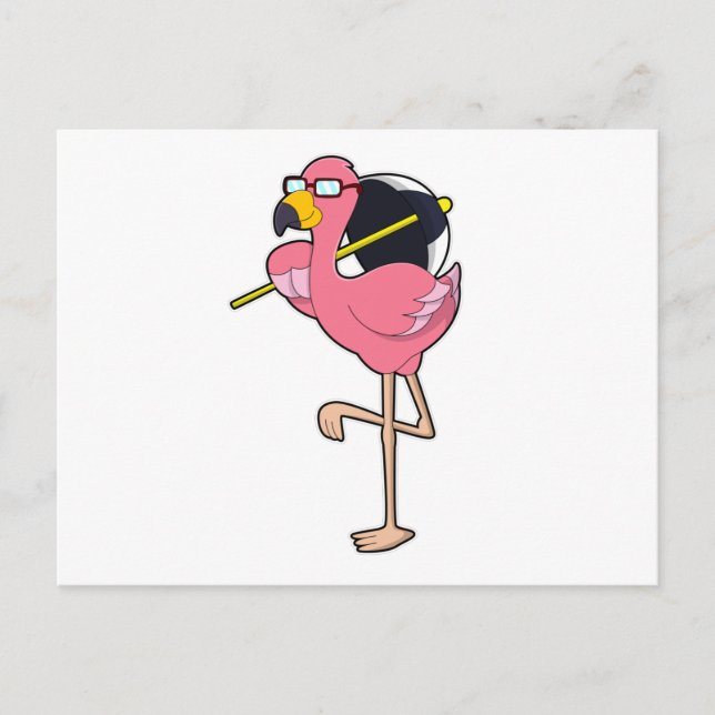 Carte Postale Flamant rose avec parapluie (Devant)