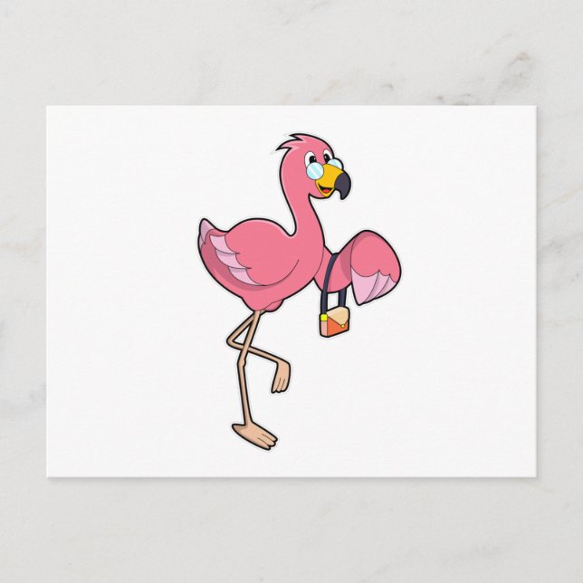 Carte Postale Flamant rose avec purge (Devant)