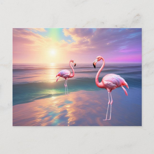 Carte Postale Flamant rose Beach (Devant)