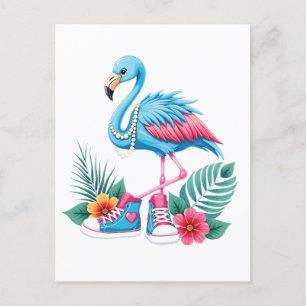 Carte Postale Flamant rose Chucks and Pearls Comma La Harris 202