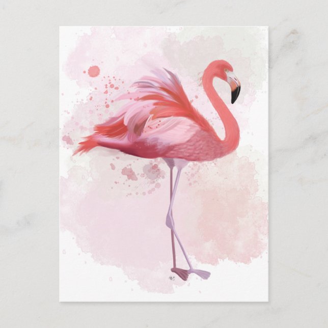 Carte Postale Flamant rose de bouffée (Devant)