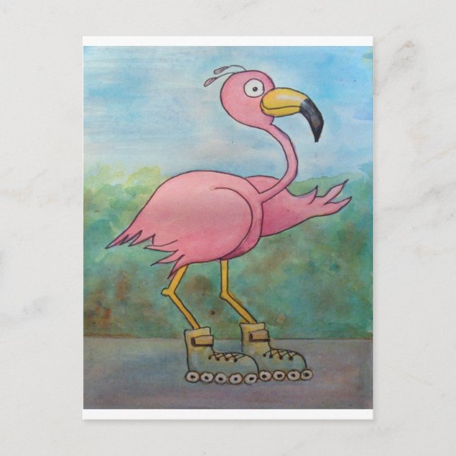 Carte Postale Flamant rose de chargement à rouleaux à rouleaux à (Devant)