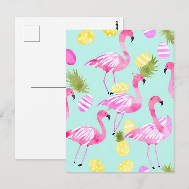 Carte Postale Flamant rose de Pâques (Devant / Derrière)