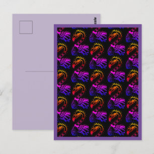 CARTE POSTALE FLAMANT ROSE DE ROCKER GOTH PUNK, HAULEURS, CHEVEU
