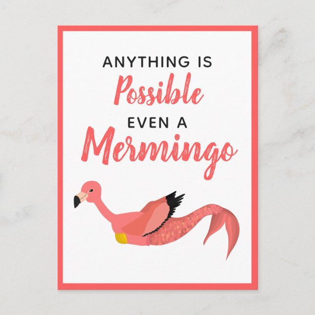 Carte Postale Flamant rose de sirène rose mignon Inspiration (Devant)