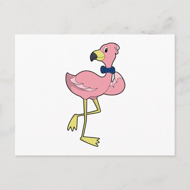 Carte Postale Flamant rose en gentleman avec cravate (Devant)