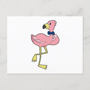 Carte Postale Flamant rose en tant que Gentleman avec Cravate