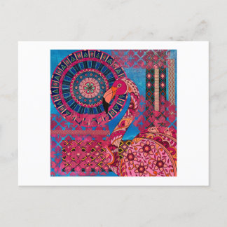 Carte Postale Flamant rose floral