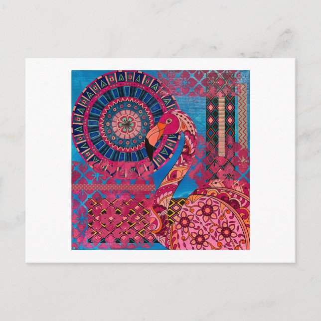 Carte Postale Flamant rose floral (Devant)
